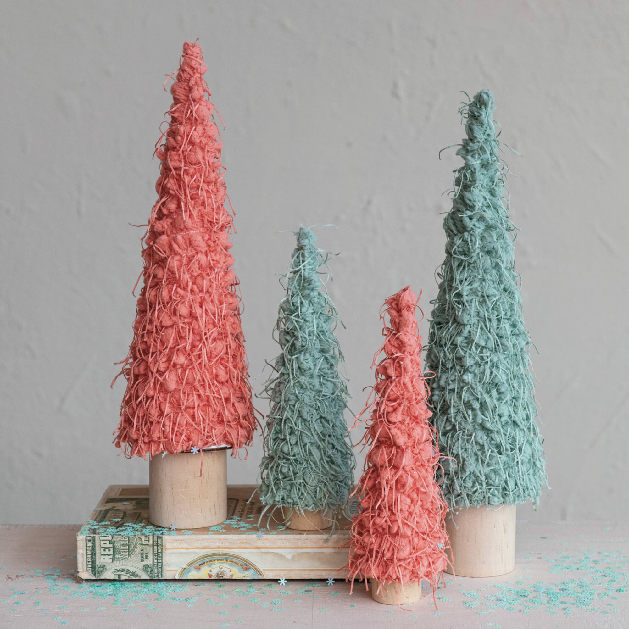 Hello Honey® 14" Pink Fabric Tree Décor Accent with Wood Base